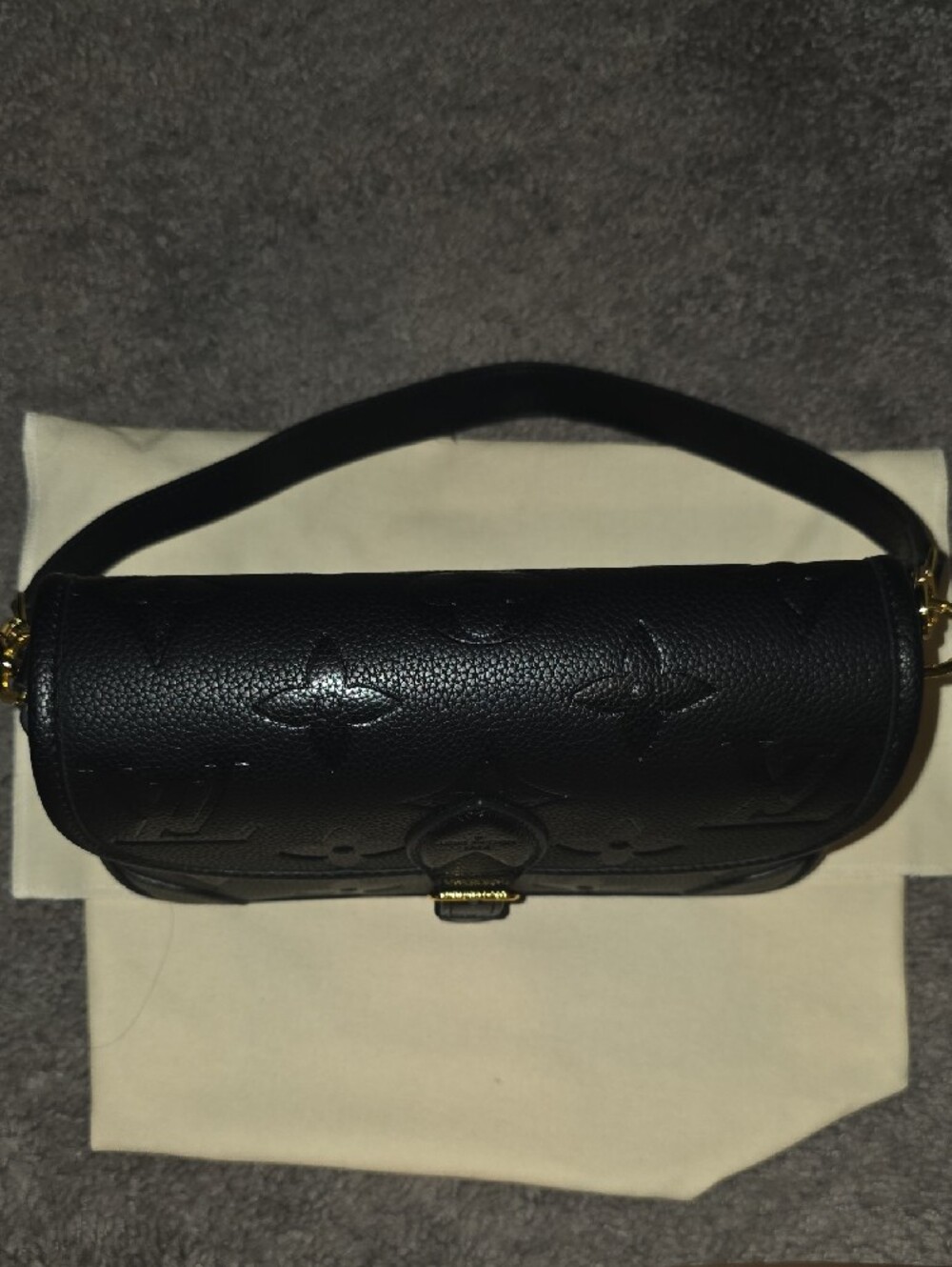 Black Embossed Leather Crossbody with Gold Buckle
